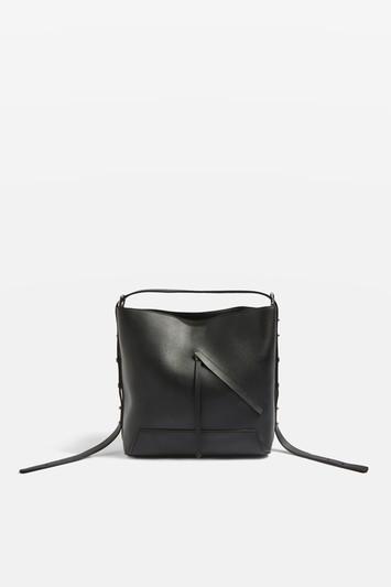 Topshop Sicily Black Asymmetric Hobo Bag