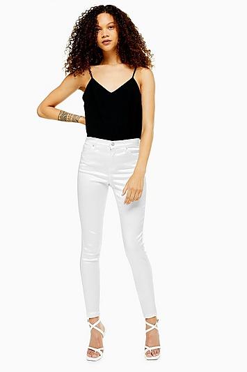 Topshop Petite White Sateen Jamie Jeans