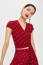 Topshop Dot Print Wrap Crop Top By Flynn Skye