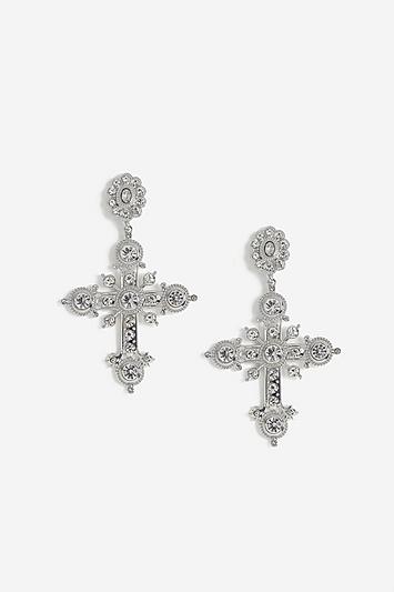 Skinny Dip Crystal Cross Drop Earrings