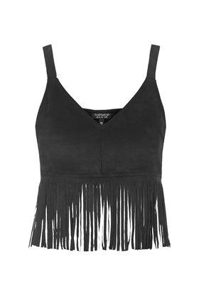 Topshop Suedette Fringe Crop Top