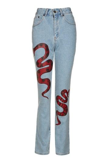 Topshop *snake Mom Jeans By Ragged Priest