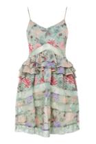 Topshop *floral Print Lace Tiered Camisole Dress By Glamorous