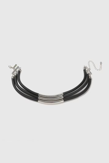 Topshop Black Rubber Tube Choker Necklace
