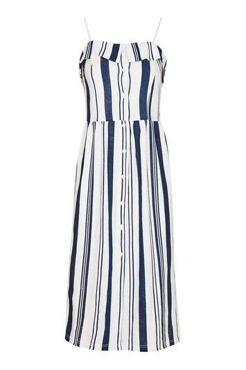Topshop Stripe Button Midi Sundress