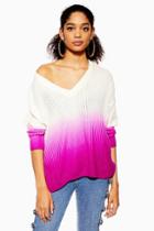 Topshop Dip Dye V Neck Jumper
