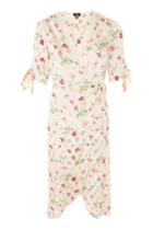 Topshop Petite Floral Jacquard Midi Wrap Dress