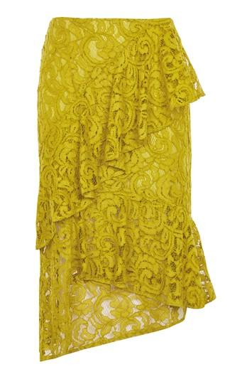 Topshop Lace Ruffle Midi Skirt