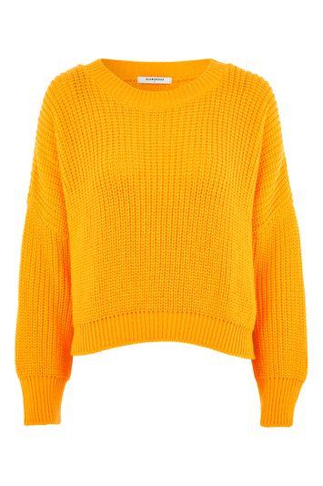 Topshop *cropped Waffle Knit Jumper By Glamorous
