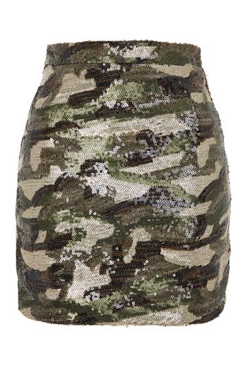 Topshop Sequin Camouflage Mini Skirt
