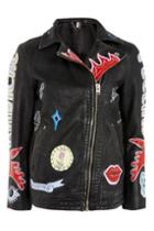 Topshop Fine Painted Biker Jacket