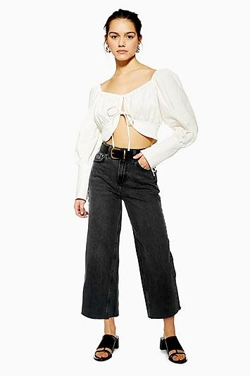 Topshop Petite Grey Cropped Jeans