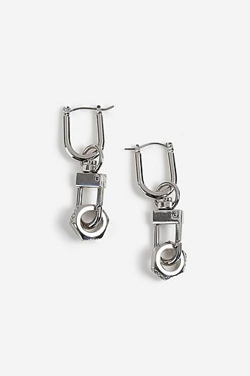 Topshop *crystal And Silver Look Nut Drop Earrings