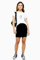 Topshop Petite Black Denim Joni Mini Skirt