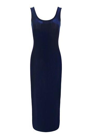 Topshop Velvet Ribbed Midi Dress