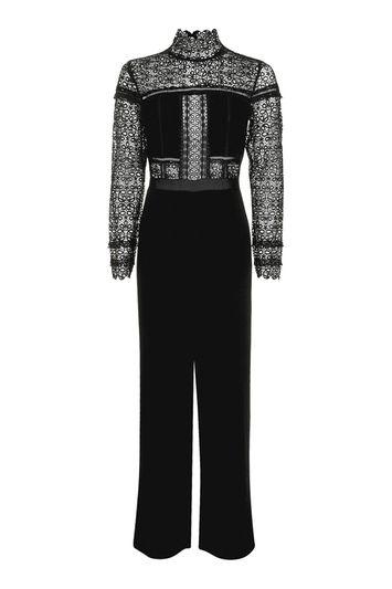 Topshop High Neck Lace Jumpsuit