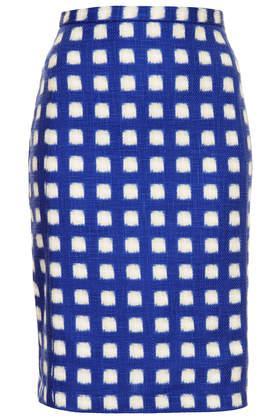 Topshop Blurry Check Pencil Skirt