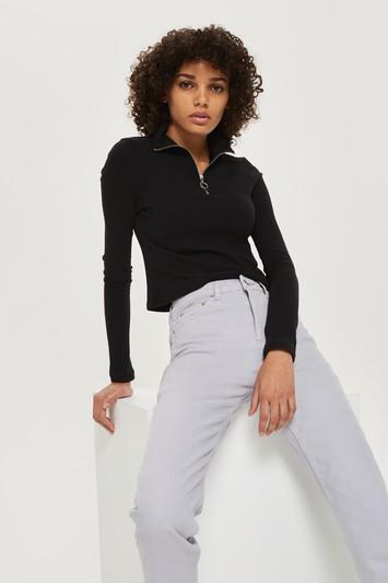 Topshop Moto Purple Raw Hem Straight Jeans