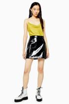 Topshop Tall Black Faux Leather Vinyl Mini Skirt