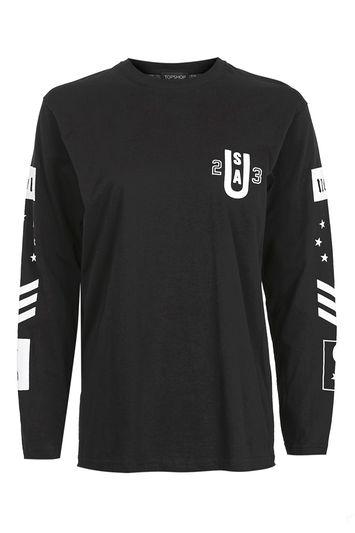 Topshop Graphic Sleeve T-shirt