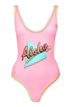 Topshop Aloha Embroidered Edge Swimsuit