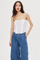 Topshop Tall Broderie Trim Frill Camisole Top