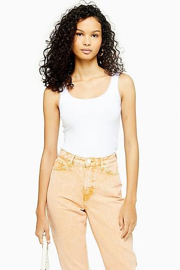 Topshop White Picot Trim Vest