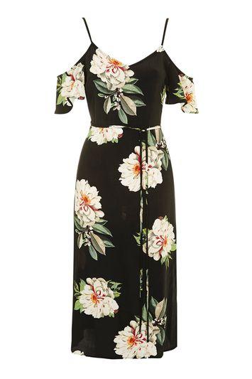 Topshop Floral Cold Shoulder Dress