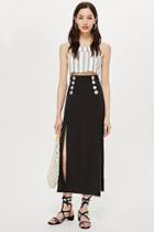 Topshop Button Splice Midi Skirt