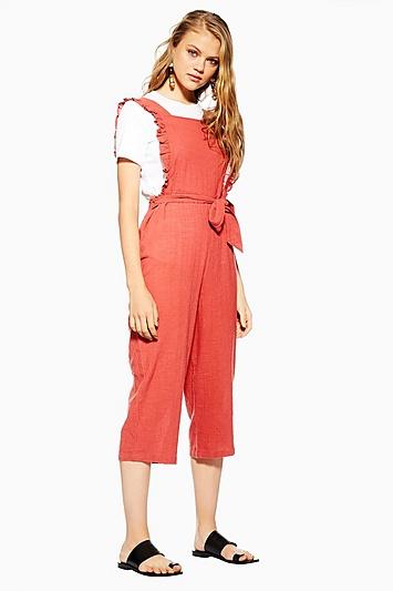 Topshop Rust Frill Jumpsuit