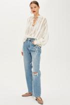 Topshop Mid Blue Ripped New Boyfriend Jeans