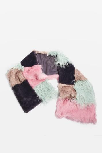 Topshop Zeus Patchwork Faux Fur Scarf