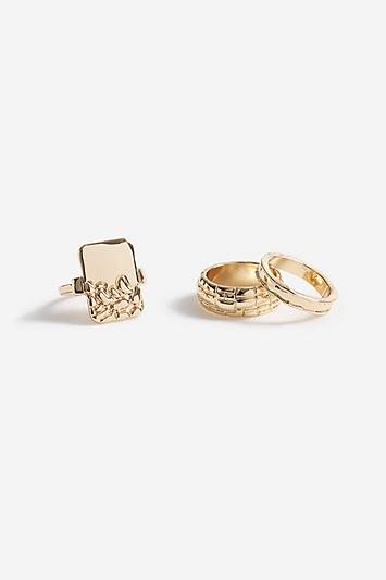 Topshop *pack Of 3 Crocodile Textured Rings
