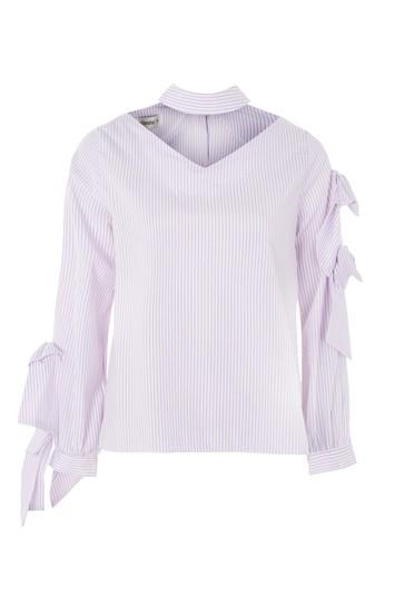 Topshop Ivy Choker Neck Stripe Blouse By Storets