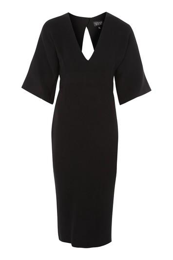 Topshop Textured Plunge Midi Shift Dress