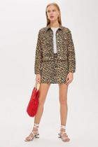 Topshop Leopard Print Denim Skirt