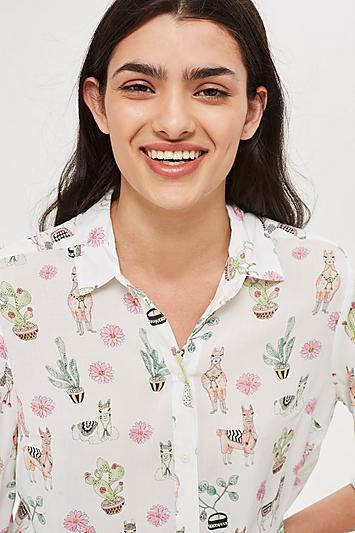 Topshop Petite Llama Print Shirt