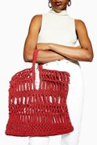 Topshop Shake Red Woven Rope Tote Bag