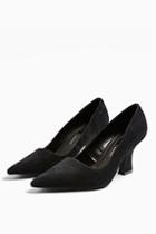 Topshop Golden Black Leather Flared Heels