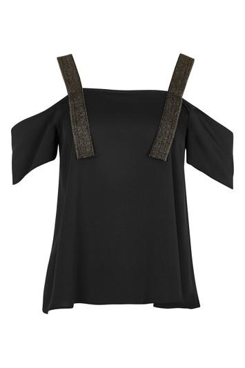 Topshop Lurex Strap Cold Shoulder Camisol Top