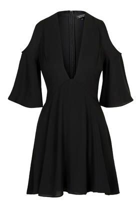 Topshop Cold Shoulder Chiffon Skater Dress