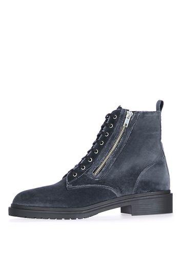 Topshop Ashton Velvet Zip Ankle Boots