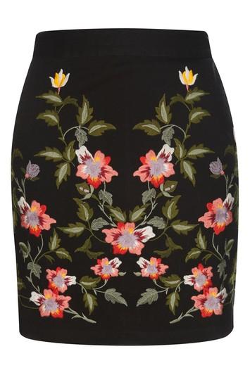 Topshop Ivy Flower Embroidered Skirt