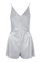 Topshop Metallic Pleated Playsuit