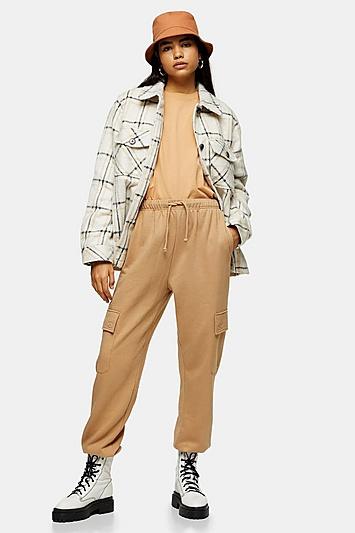 Topshop Tall Tan Utility Pocket Joggers