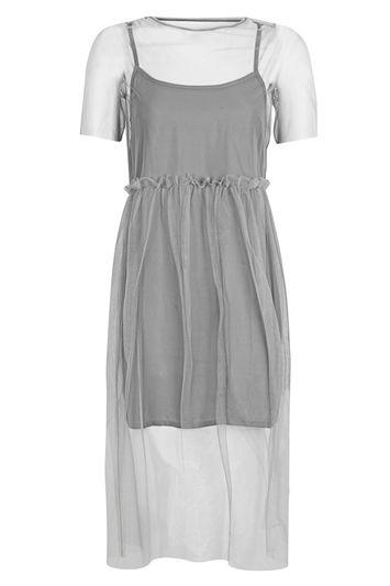 Topshop Mesh Overlay Midi Dress