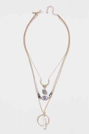 Topshop Shard And Eye Multi-row Neckalce