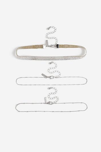 Topshop *pack Of 3 Crystal Choker