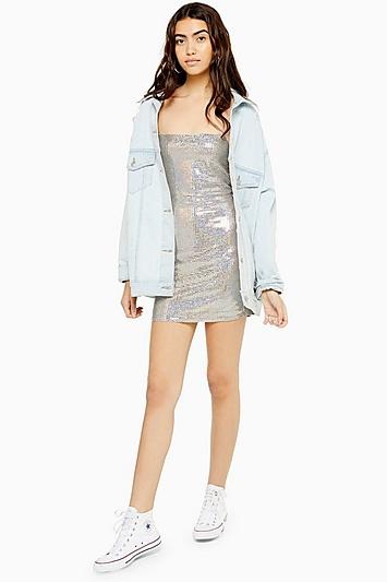 Topshop Holographic Bodycon Dress