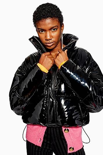 Topshop Vinyl Puffer Jacket